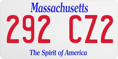 MA license plate 292CZ2