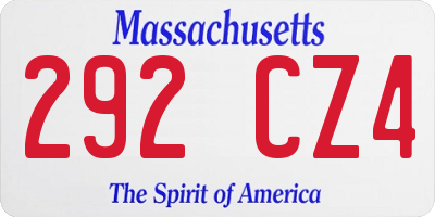 MA license plate 292CZ4