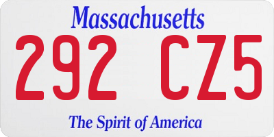 MA license plate 292CZ5