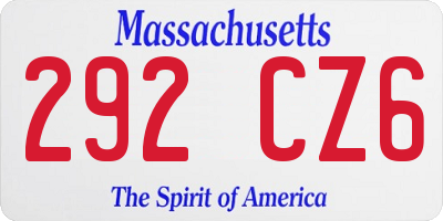 MA license plate 292CZ6