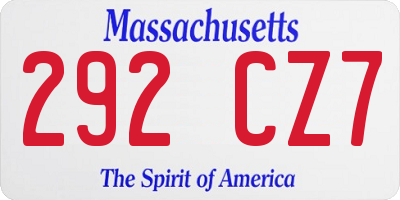 MA license plate 292CZ7