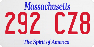 MA license plate 292CZ8