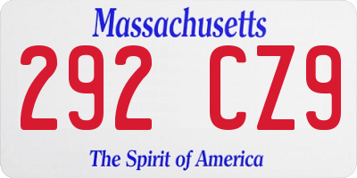 MA license plate 292CZ9