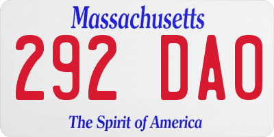 MA license plate 292DA0