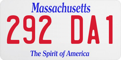 MA license plate 292DA1