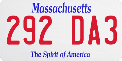 MA license plate 292DA3