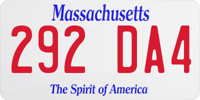 MA license plate 292DA4