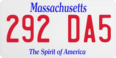 MA license plate 292DA5