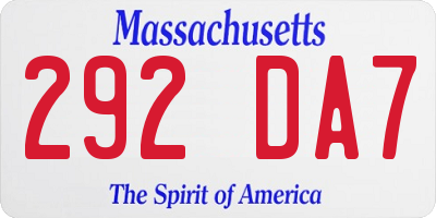 MA license plate 292DA7