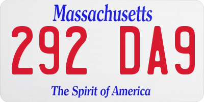 MA license plate 292DA9