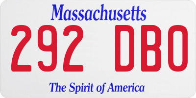 MA license plate 292DB0