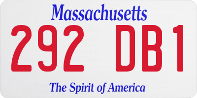 MA license plate 292DB1