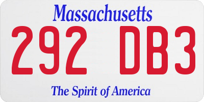 MA license plate 292DB3