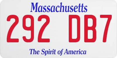 MA license plate 292DB7