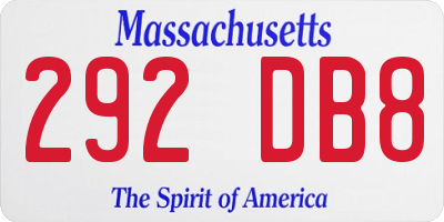 MA license plate 292DB8