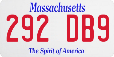 MA license plate 292DB9