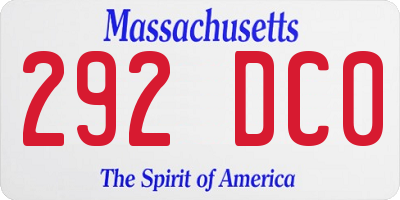 MA license plate 292DC0