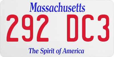 MA license plate 292DC3