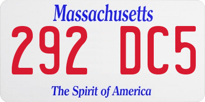 MA license plate 292DC5
