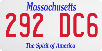 MA license plate 292DC6