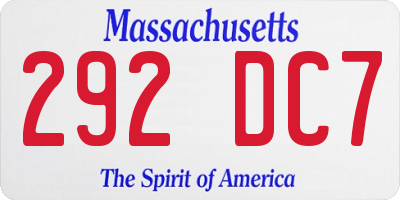 MA license plate 292DC7