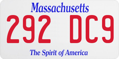 MA license plate 292DC9