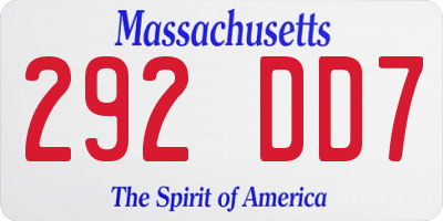 MA license plate 292DD7