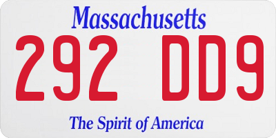MA license plate 292DD9