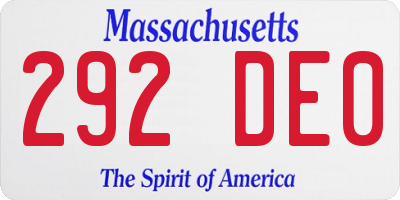 MA license plate 292DE0
