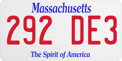 MA license plate 292DE3