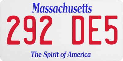 MA license plate 292DE5