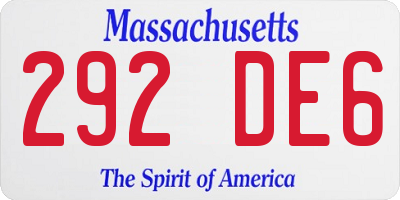 MA license plate 292DE6