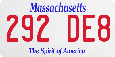 MA license plate 292DE8