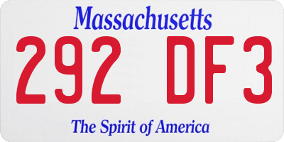 MA license plate 292DF3
