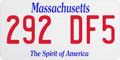 MA license plate 292DF5