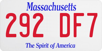 MA license plate 292DF7