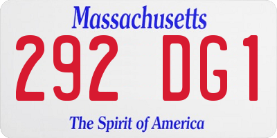 MA license plate 292DG1