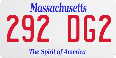MA license plate 292DG2