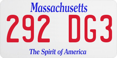 MA license plate 292DG3