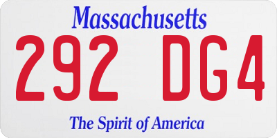 MA license plate 292DG4