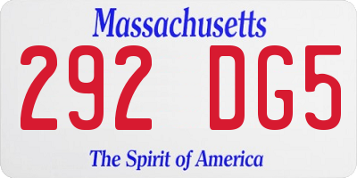 MA license plate 292DG5