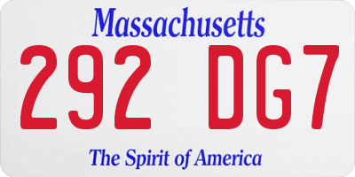 MA license plate 292DG7