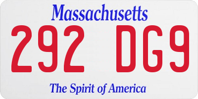 MA license plate 292DG9