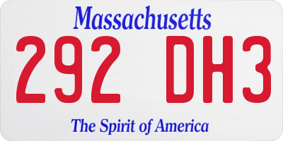MA license plate 292DH3