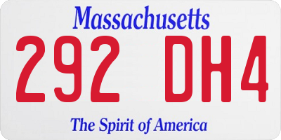 MA license plate 292DH4