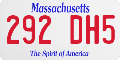 MA license plate 292DH5