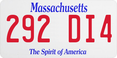 MA license plate 292DI4