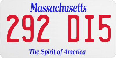 MA license plate 292DI5