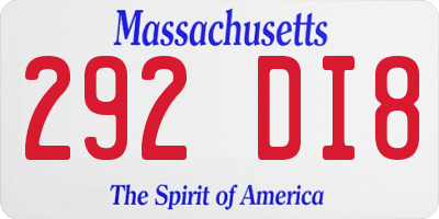 MA license plate 292DI8