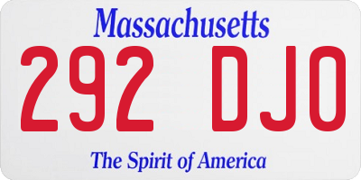 MA license plate 292DJ0